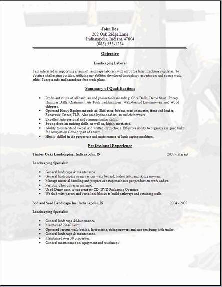 Landscaping Resume, Occupational:examples,samples Free Landscaping Resume, Occupational:examples,samples Free