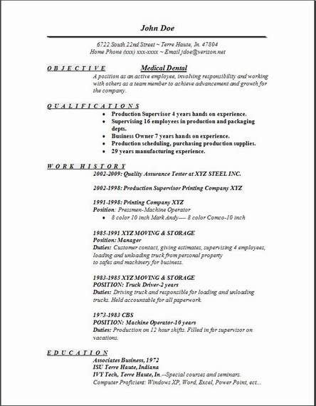 Medical Dental Resume