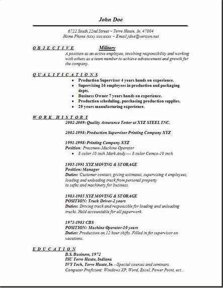 resume builder military