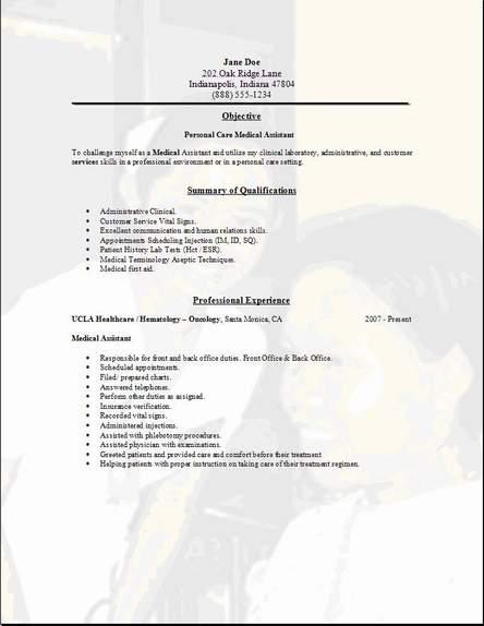 Personal Care Resume, Occupational:examples,samples Free 