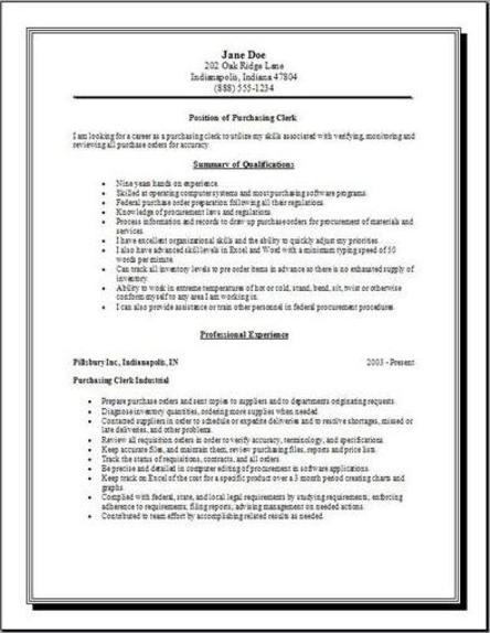 Resume objective for purchase