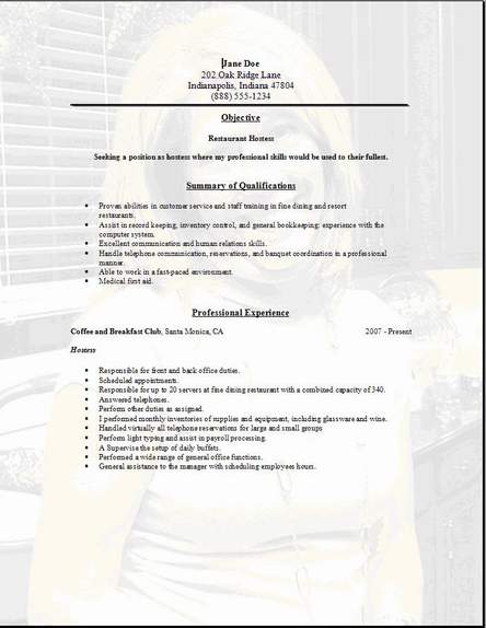 Restaurant Service Resume3