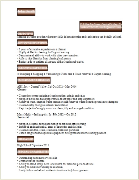 Resume For Cleaning2