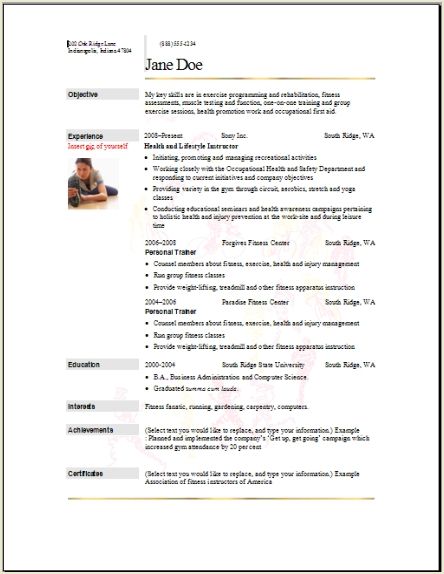 Sports Fitness Resume3