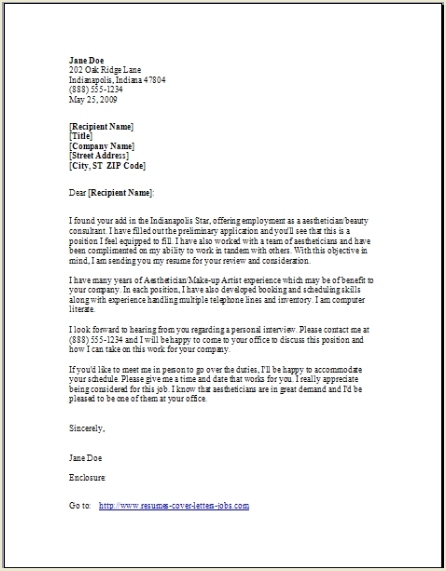Cover Letter Completed Format