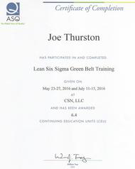 Six Sigma Green Belt Certificate