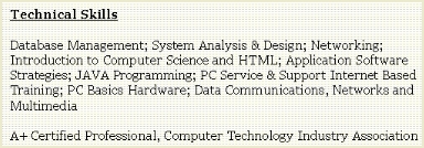 Job Resume Technical Skills